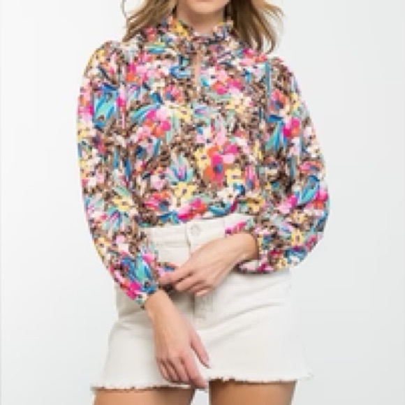 THML Floral Animal Print Long Sleeve Top NEW gorgeous - Picture 8 of 11